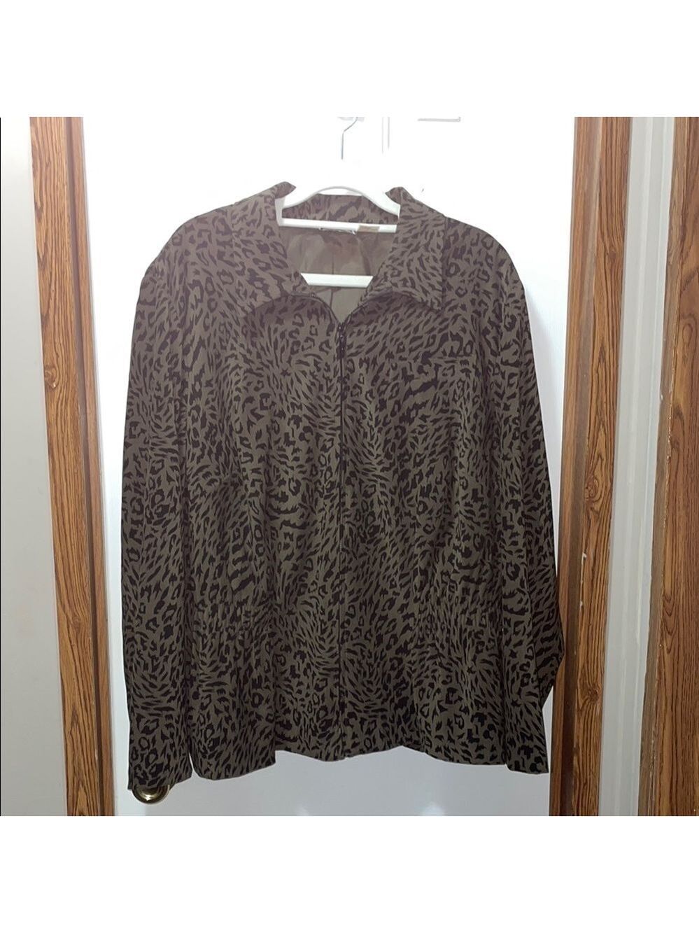 Nina Leonard Olive and Black Animal Print Jacket 20W EUC Vintage